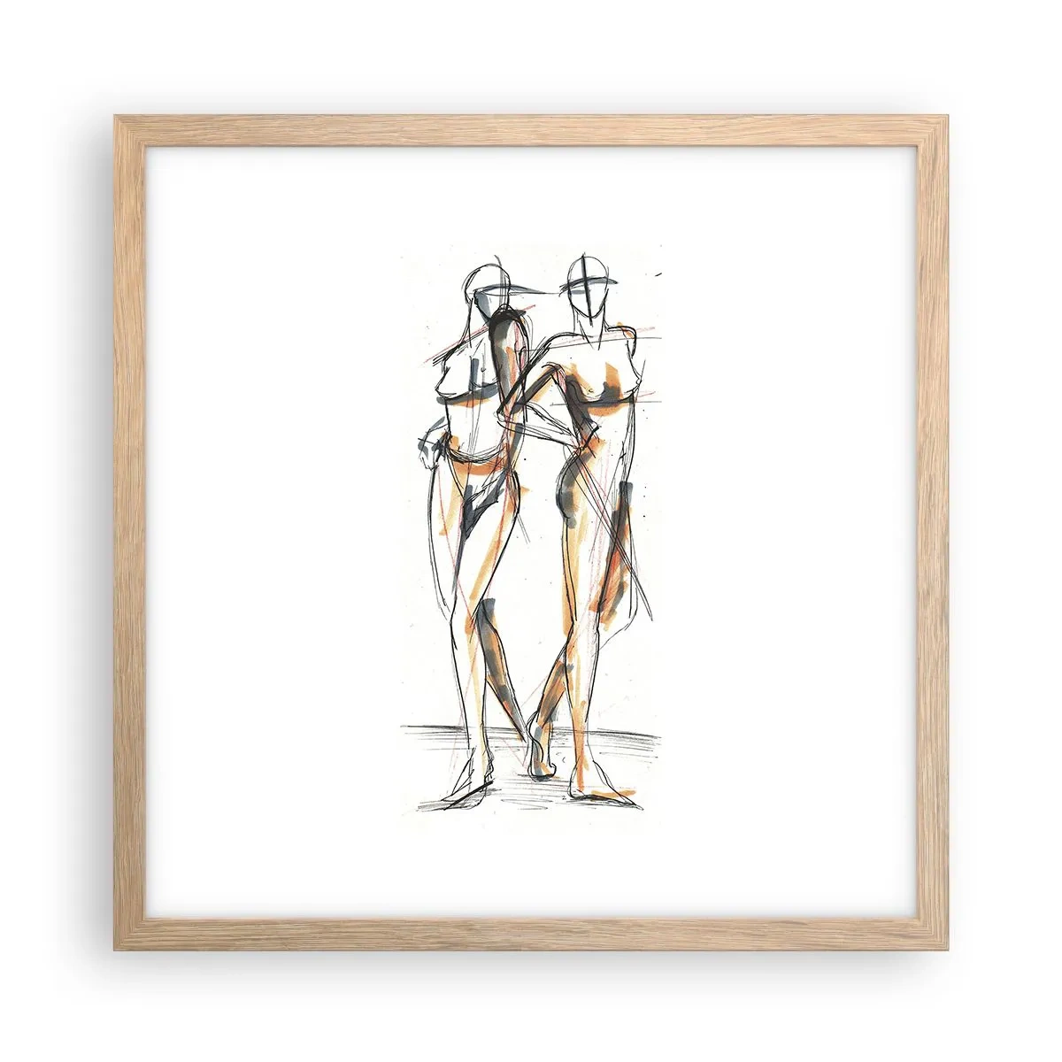 Plakat w ramie jasny dąb - Studium wdzięku - 40x40 cm