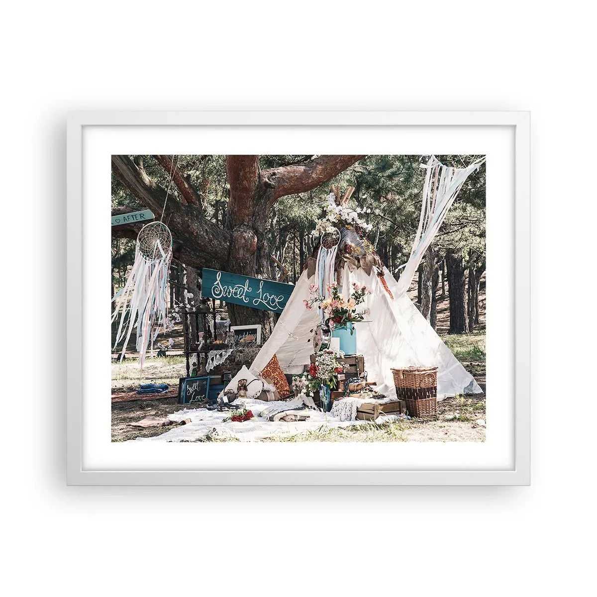 Plakat w białej ramie - Make love… - 50x40 cm