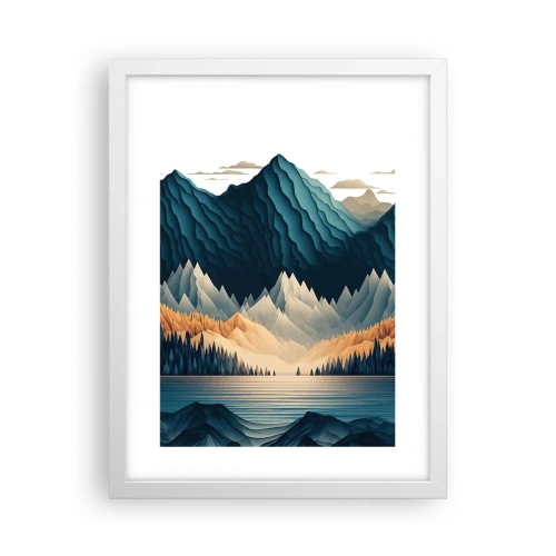 Plakat w białej ramie - Pejzaż górski doskonały - 30x40 cm