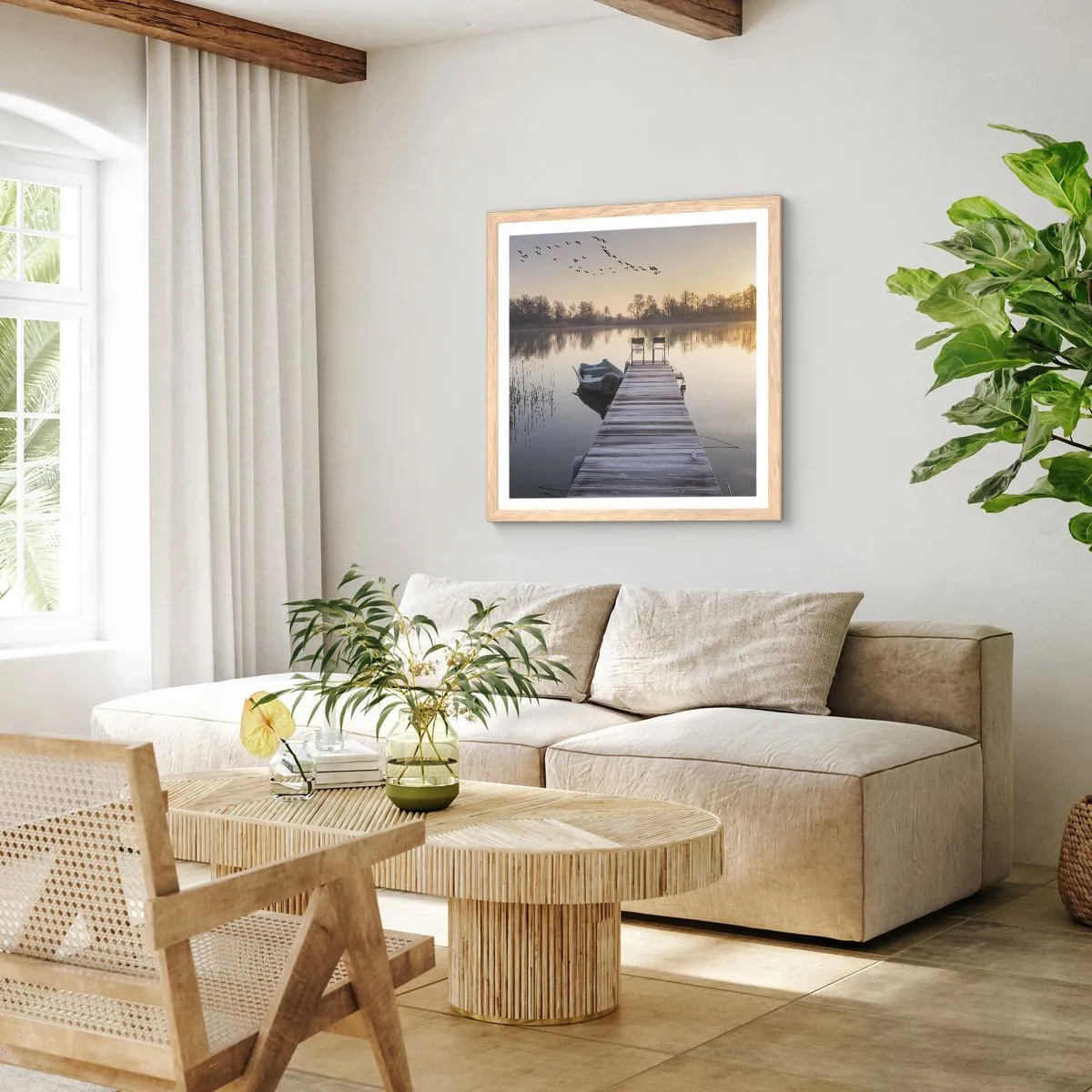 Plakat w ramie jasny dąb - Wrócę za jakiś czas - 40x40 cm