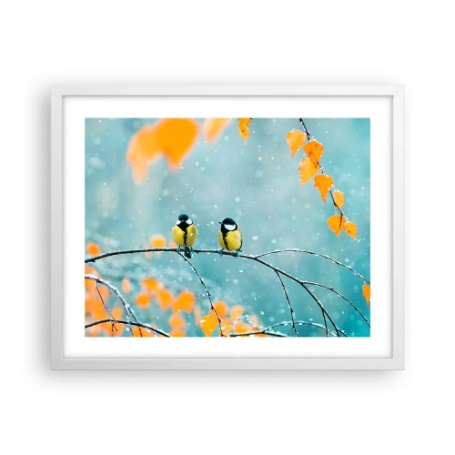Plakat w białej ramie - Ptasie plotki - 50x40 cm