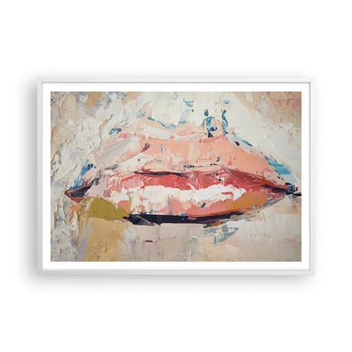 Plakat w białej ramie - Budzi zmysły - 100x70 cm