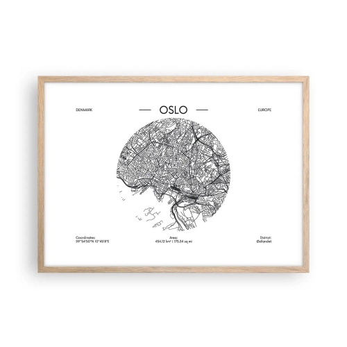 Plakat w ramie jasny dąb - Anatomia Oslo - 70x50 cm