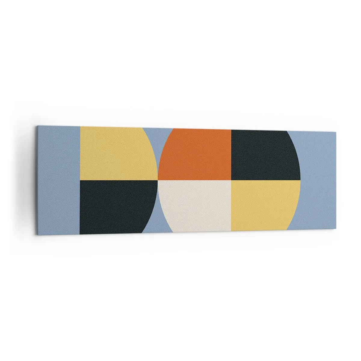 Obraz na płótnie - Geometryczne koła na błękitnym tle - 160x50cm - Patrz i licz - Nowoczesna dekoracja ścienna do salonu i sypialni ARTTOR