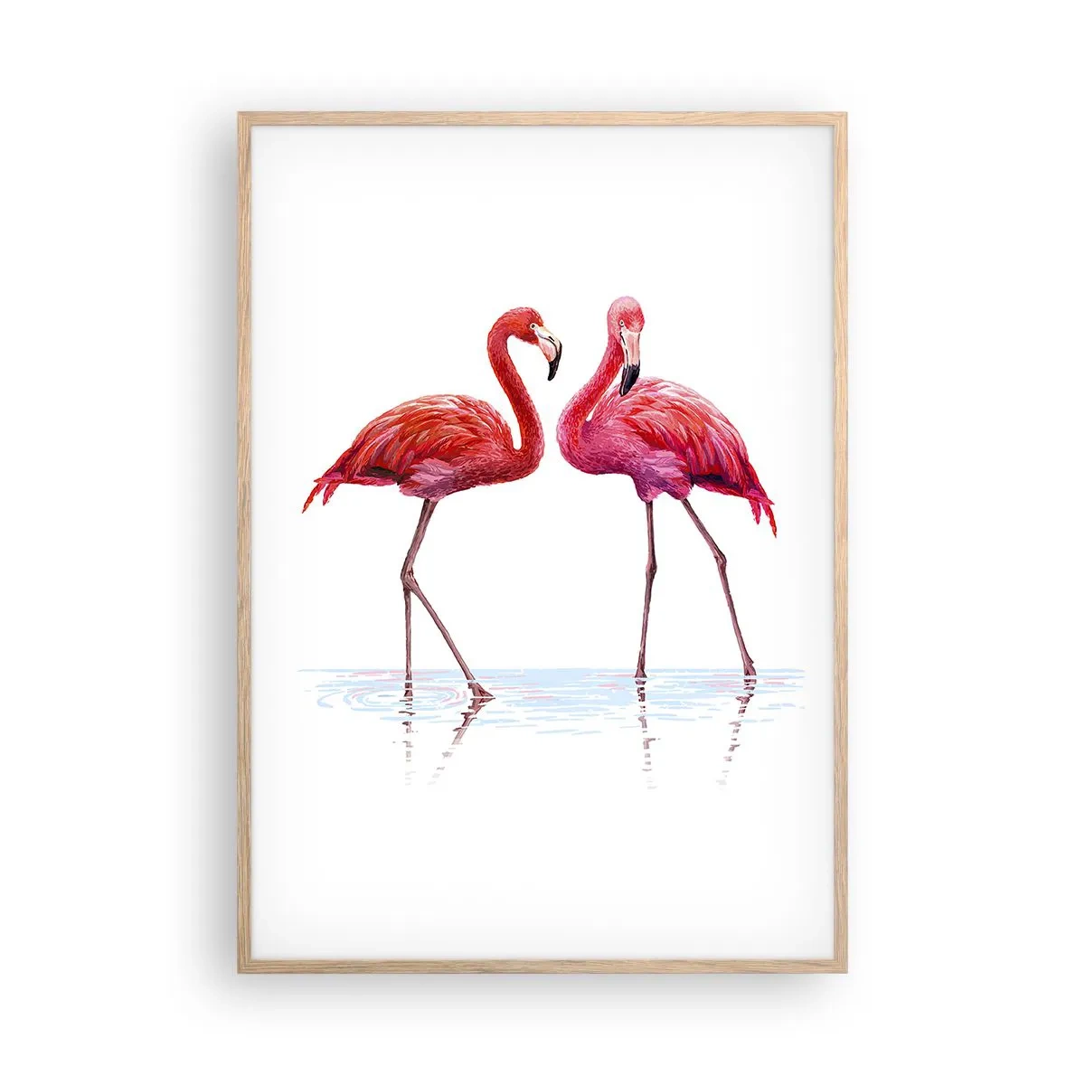 Plakat w ramie jasny dąb - Różowe randez-vous - 70x100 cm
