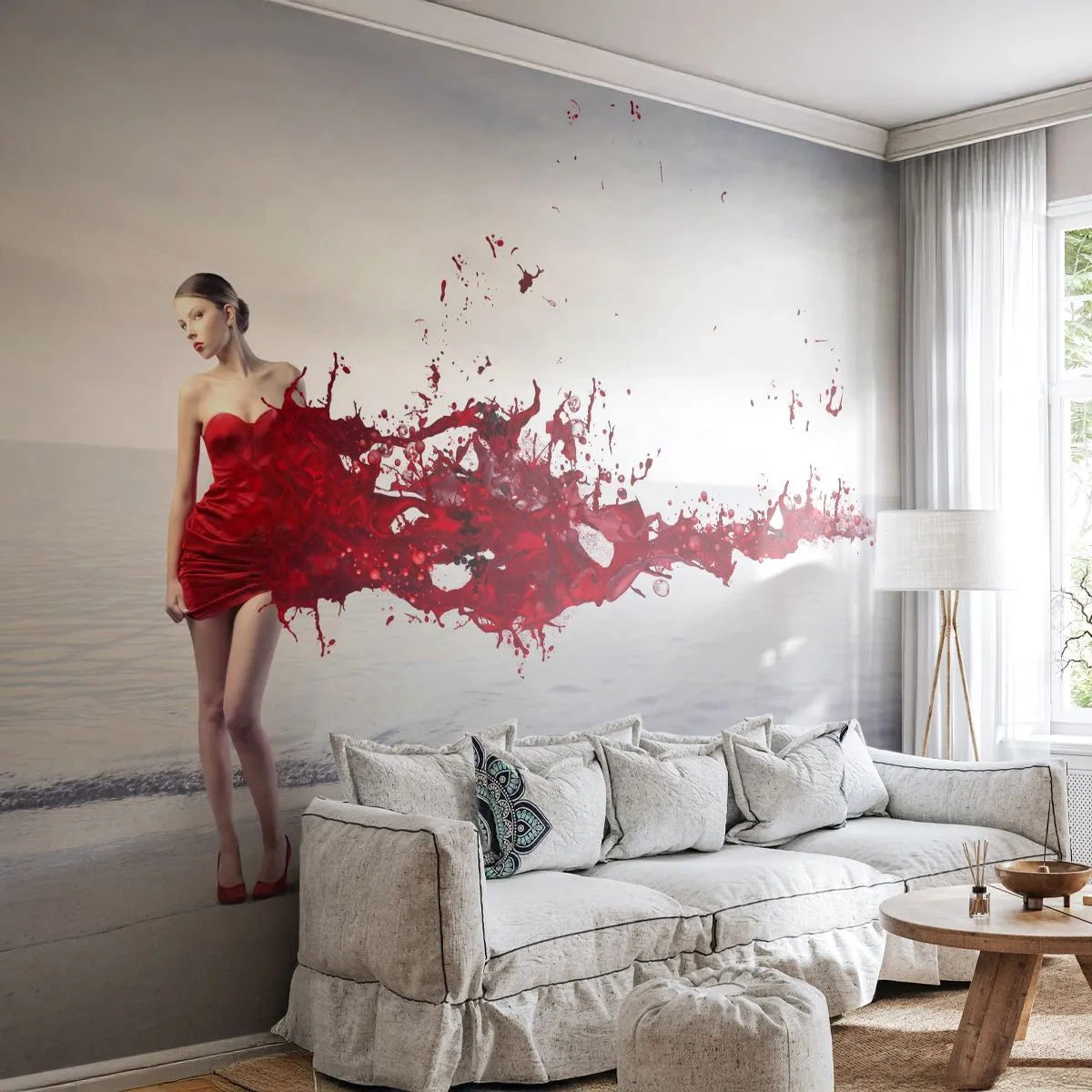 Fototapeta Premium Canvas - Namiętna jak szkarłat - Kobieta, Modelka, Grafika - 250x175 cm