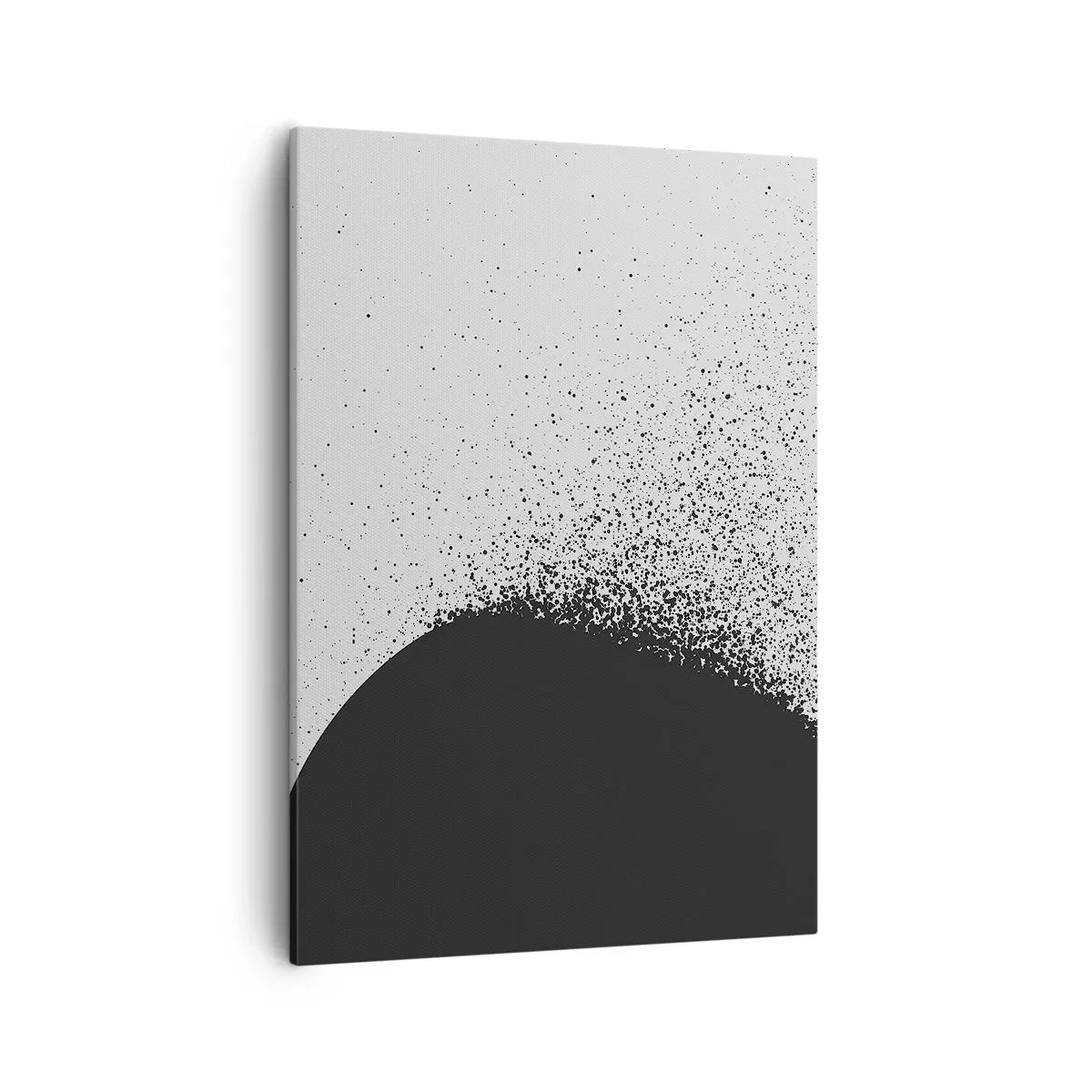 Obraz na płótnie - Abstrakcyjna kompozycja cząsteczek w czarno-białej tonacji - 50x70cm - Ruch cząsteczek - Nowoczesna dekoracja ścienna do salonu, kuchni i sypialni ARTTOR