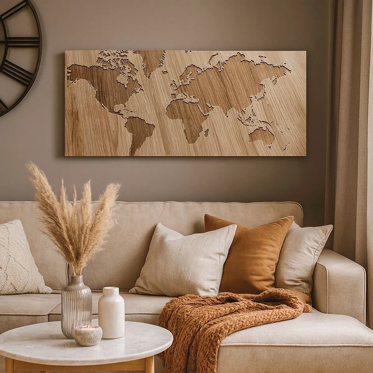 Obraz na płótnie - Świat podany na stole - 100x40 cm