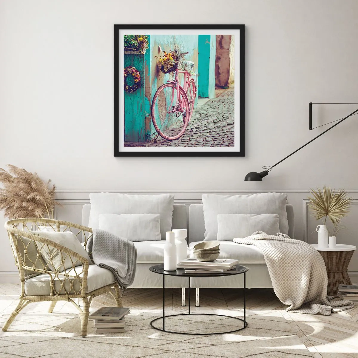 Plakat w czarnej ramie - Zaraz wracam - 60x60 cm