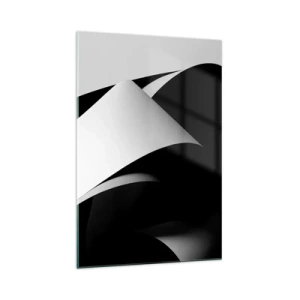 Obraz na szkle - Abstrakcyjne kształty w czerni i bieli z wyrazistymi kontrastami - 70x100cm - Płaszczyzny światła z głębi cienia - Nowoczesna dekoracja ścienna do salonu i sypialni ARTTOR