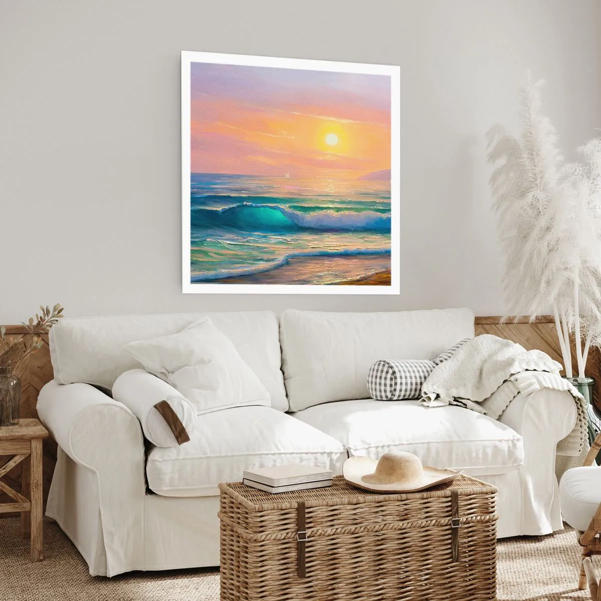 Plakat - Turkusowa pieśń fal - 40x40 cm