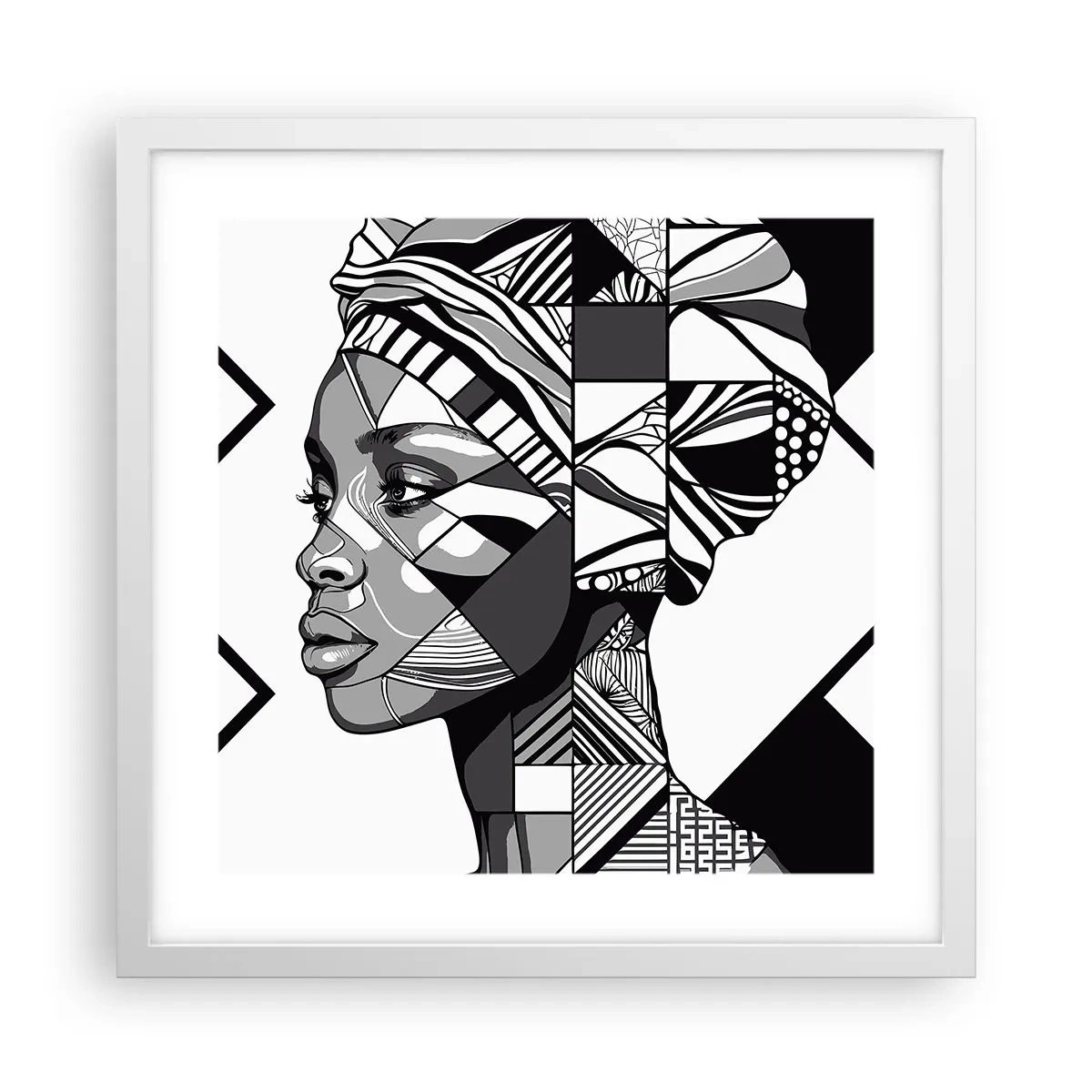 Plakat w białej ramie - Portret etniczny - 40x40 cm