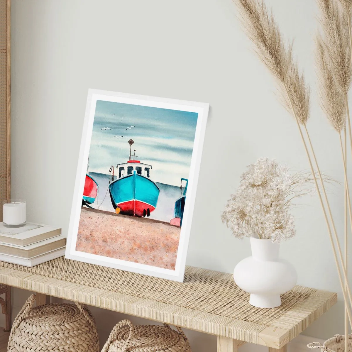 Plakat w białej ramie - Gotowe na połów - 70x100 cm