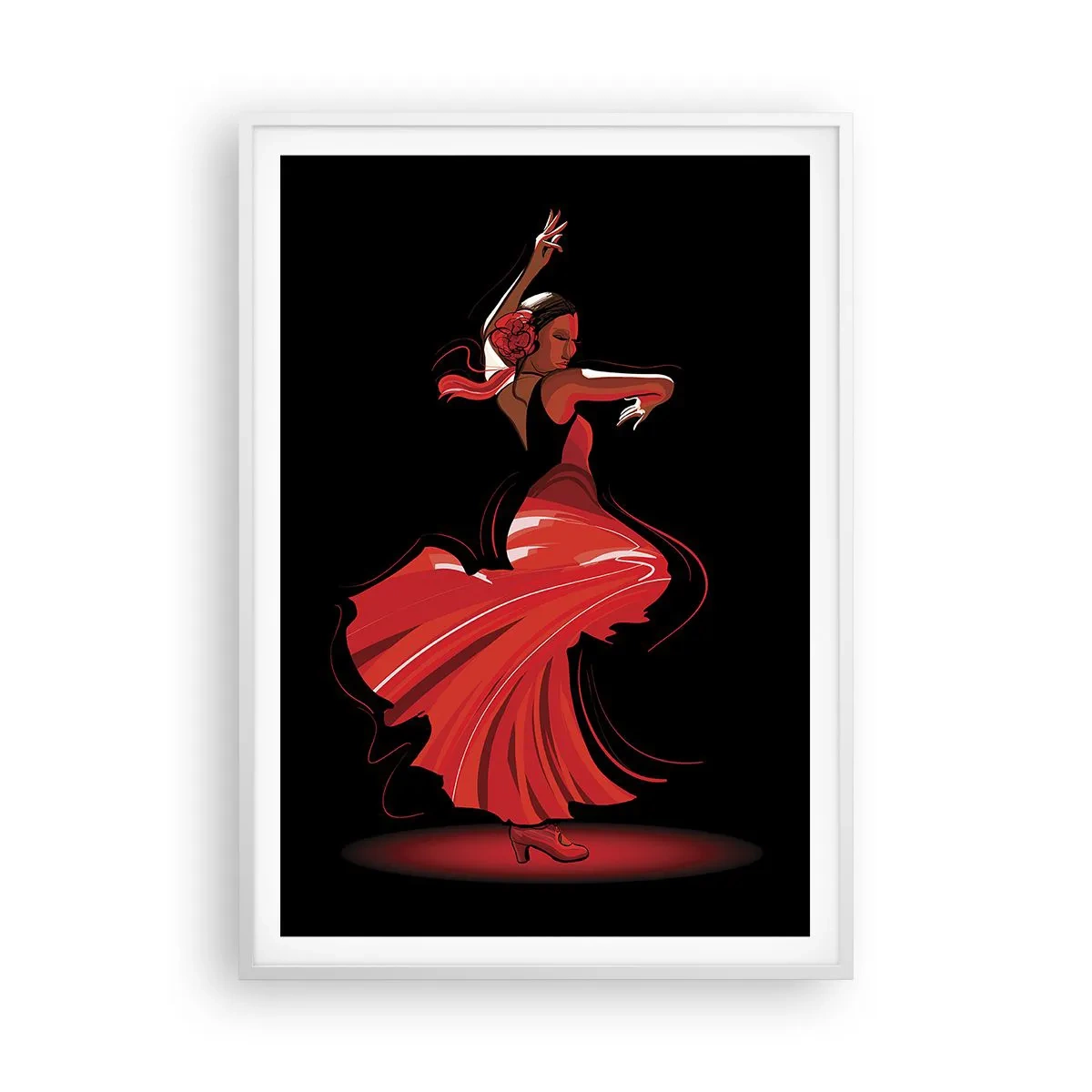 Plakat w białej ramie - Ognisty duch flamenco - 70x100 cm