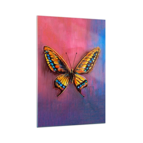 Obraz na szkle - Kolorowy motyl na abstrakcyjnym tle - 70x100cm - Klejnot natury - Nowoczesna dekoracja ścienna do salonu i sypialni ARTTOR