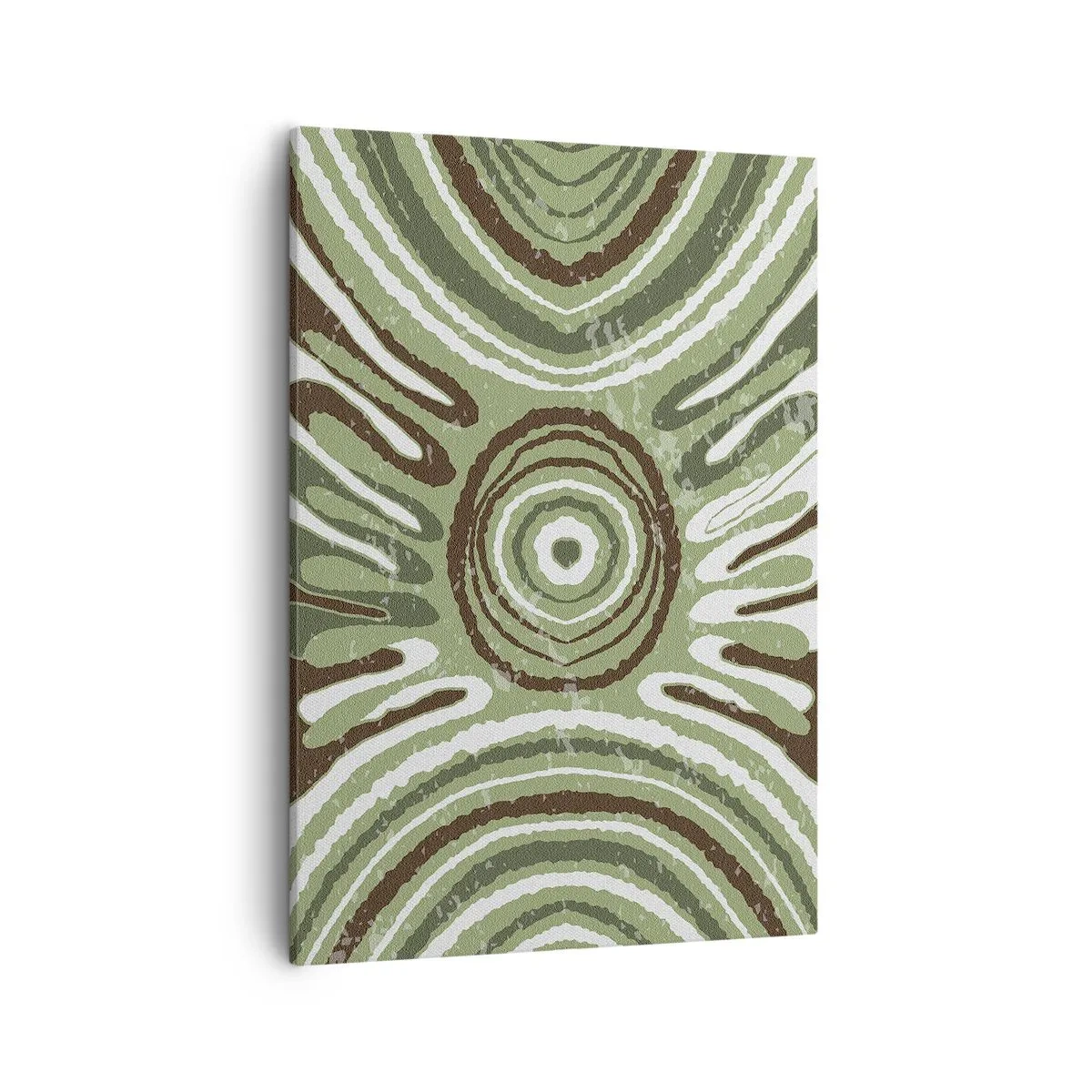 Obraz na płótnie - Symetryczna kompozycja w odcieniach zieleni i brązu inspirowana naturą - 50x70cm - Eksplozja emocji - Nowoczesna dekoracja ścienna do salonu, kuchni i sypialni ARTTOR