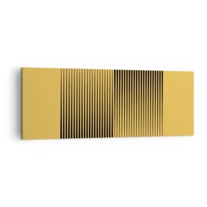 Obraz na płótnie - Pionowe czarne linie na żółtym tle - 140x50cm - Kwadratura przeciwieństw - Nowoczesna dekoracja ścienna do salonu i sypialni ARTTOR