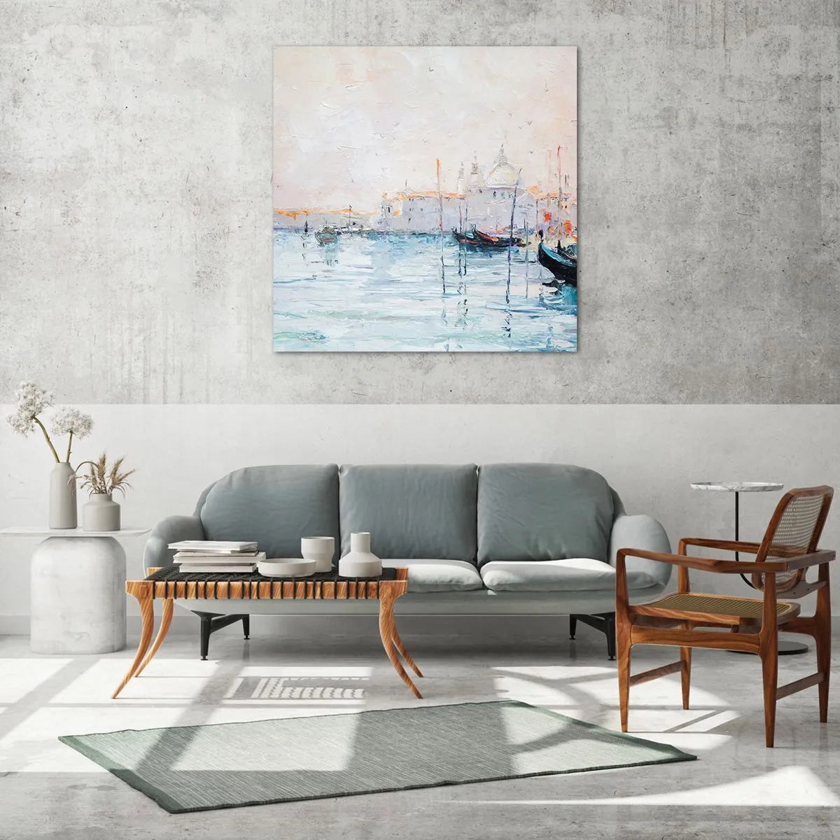 Obraz na szkle - Za wodą, za mgłą - 70x70 cm