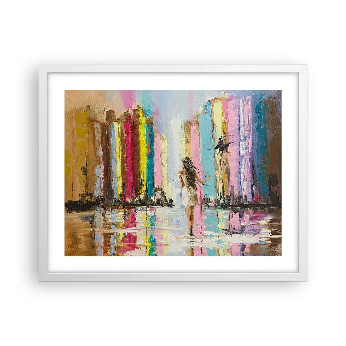 Plakat w białej ramie - Idż za mną - 50x40 cm