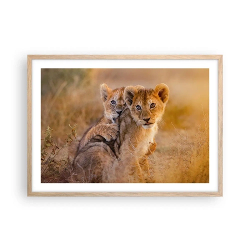 Plakat w ramie jasny dąb - Nie przeszkadzać! Bawimy się - 70x50 cm