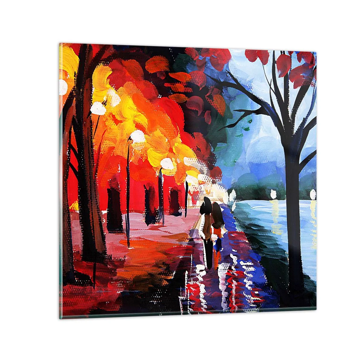 Obraz na szkle - Płomienna jesień w parku - 70x70 cm