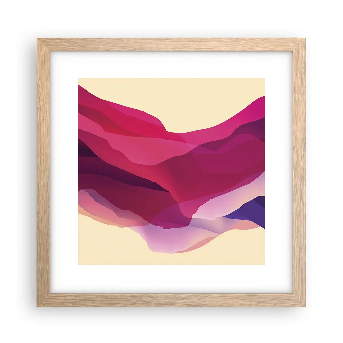 Plakat w ramie jasny dąb - Fale purpury - 30x30 cm