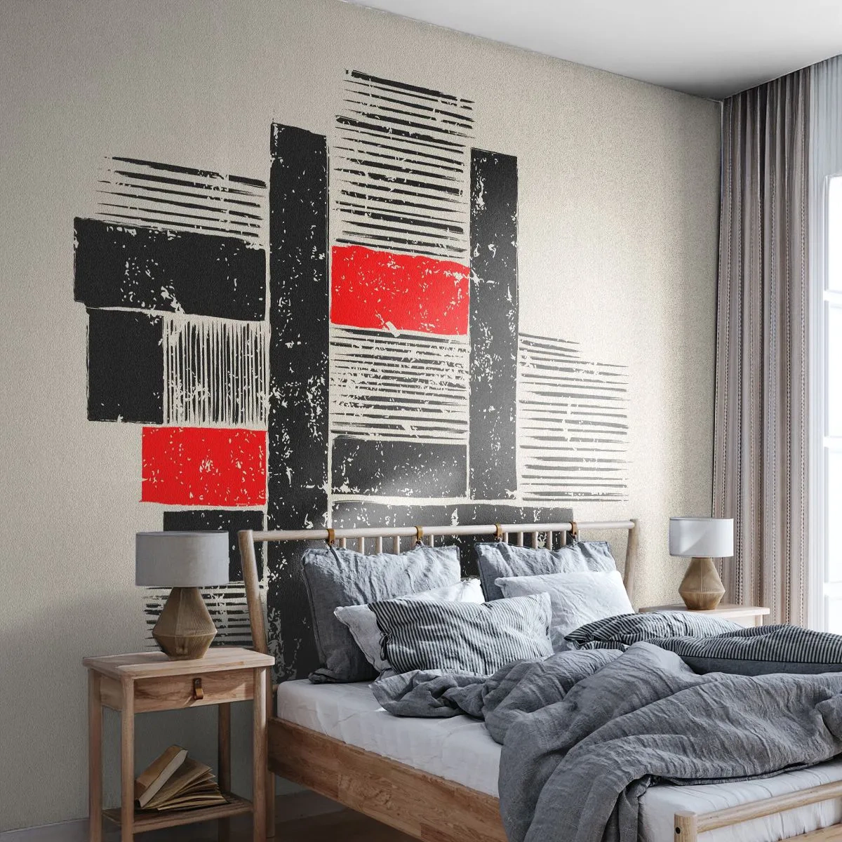 Fototapeta Samoprzylepna Deluxe Sticker - Czerwone i czarne - Abstrakcja, Sztuka Współczesna, Industrialny - 250x175 cm