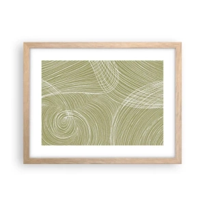 Plakat w ramie jasny dąb - Abstrakcja misterna w bieli - 40x30 cm