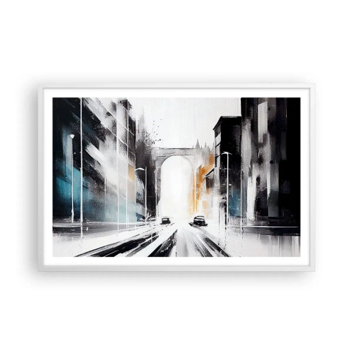 Plakat w białej ramie - Studium miasta: architektura i ruch - 91x61 cm
