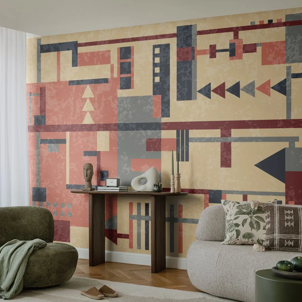 Fototapeta Samoprzylepna Deluxe Sticker - Kombinacja pionów i poziomów - Abstrakcja, Sztuka, Nowoczesny Wzór - 500x350 cm