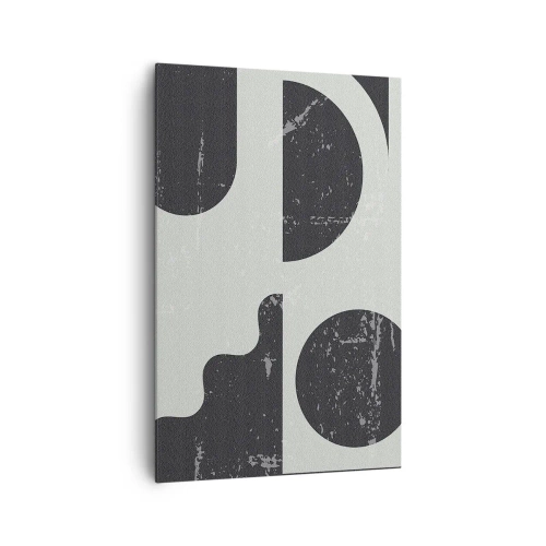 Obraz na płótnie - Geometryczne wzory w odcieniach czerni i szarości - 80x120cm - Kompozycja ponad i pod - Nowoczesna dekoracja ścienna do salonu i sypialni ARTTOR