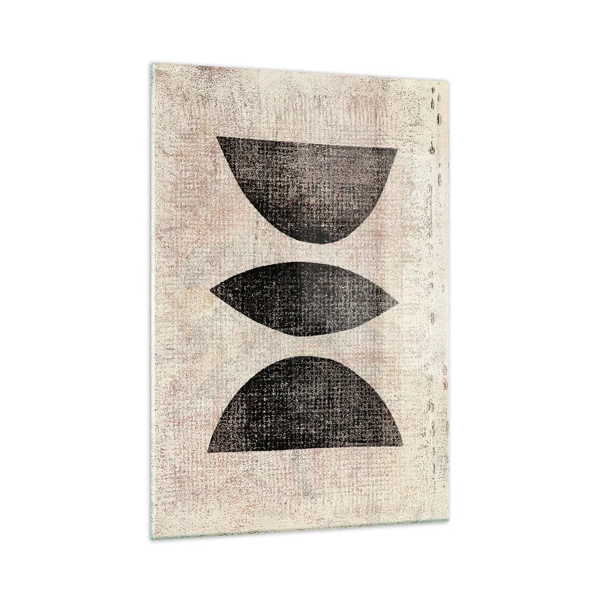 Obraz na szkle - Czarne geometryczne formy na beżowym tle - 50x70cm - Etniczna abstrakcja - Nowoczesna dekoracja ścienna do salonu, kuchni i sypialni ARTTOR