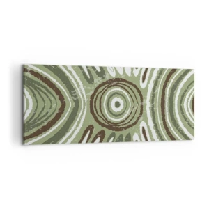 Obraz na płótnie - Abstrakcyjne wzory w odcieniach zieleni i brązu - 120x50cm - Eksplozja emocji - Nowoczesna dekoracja ścienna do salonu i sypialni ARTTOR