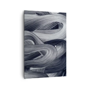 Obraz na płótnie - Czarno-biała abstrakcja z dynamicznymi pociągnięciami pędzla - 70x100cm - Płynność rzeczywistości - Nowoczesna dekoracja ścienna do salonu i sypialni ARTTOR