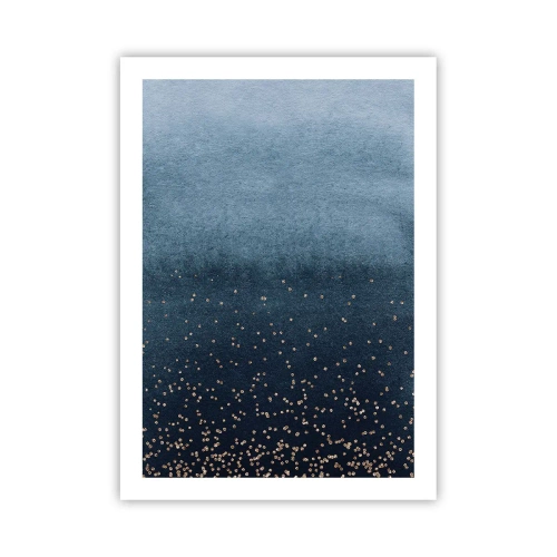 Plakat - Gradient w odcieniach niebieskiego z złotymi akcentami - 50x70cm - Kompozycja – niebieskie fazy - Nowoczesna dekoracja ścienna do salonu, kuchni i sypialni ARTTOR