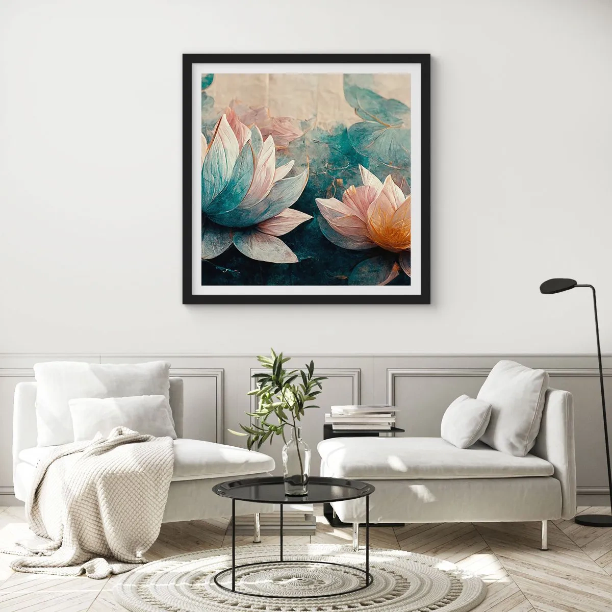 Plakat w czarnej ramie - Gwiazdy jeziora - 50x50 cm