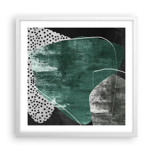 Plakat w białej ramie - Barwna abstrakcja z płatkiem złota - 50x50 cm