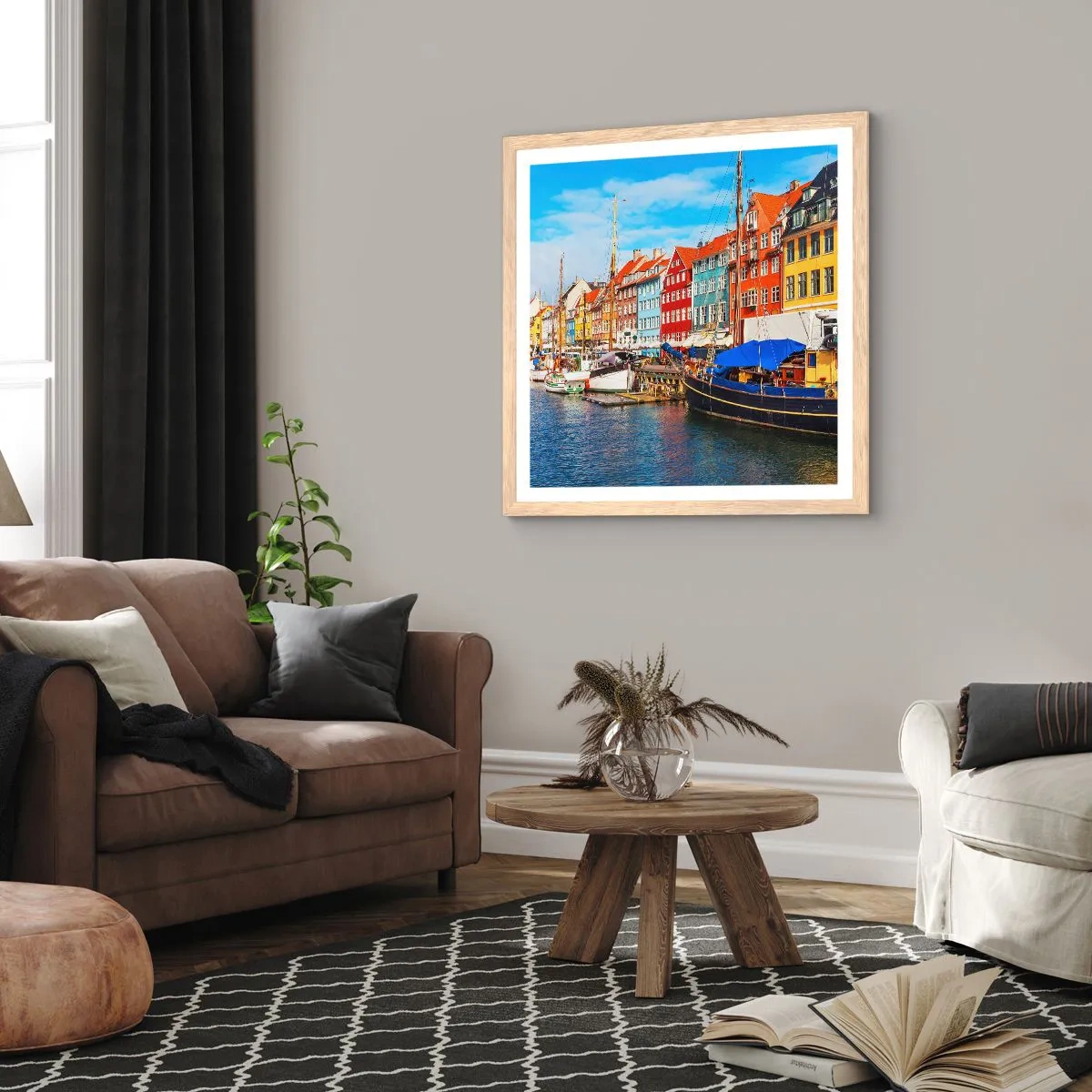 Plakat w ramie jasny dąb - Radosne nabrzeże - 30x30 cm