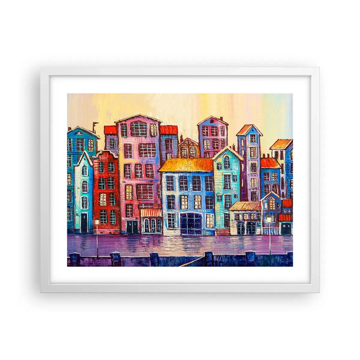Plakat w białej ramie - Miasto jak z bajki - 50x40 cm