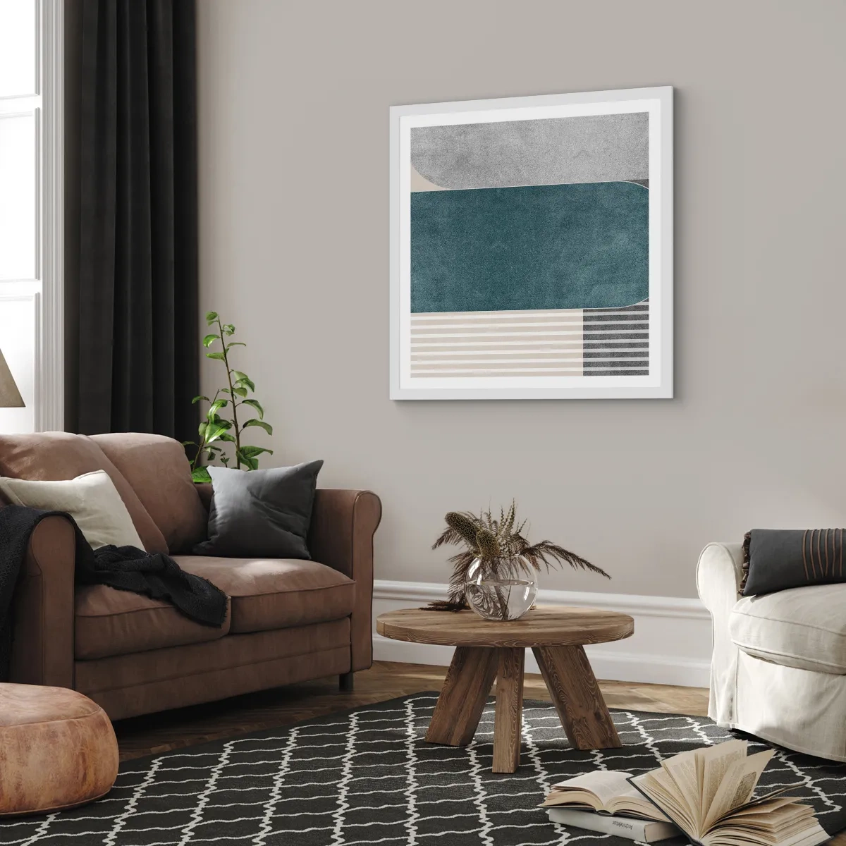 Plakat w białej ramie - Kompozycja na poziomie - 60x60 cm