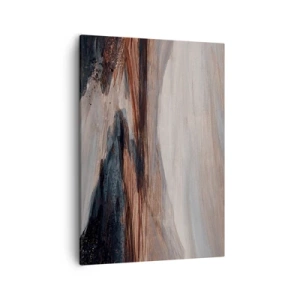 Obraz na płótnie - Abstrakcyjna kompozycja w odcieniach brązu, beżu i czerni z dynamicznymi pociągnięciami pędzla - 50x70cm -  Spokojna dolina - Nowoczesna dekoracja ścienna do salonu, kuchni i sypialni ARTTOR