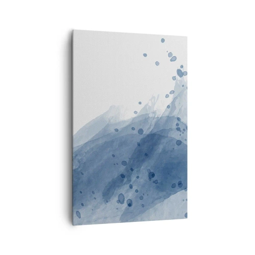 Obraz na płótnie - Abstrakcyjne plamy i smugi w odcieniach niebieskiego - 80x120cm - Niebieski tiul - Nowoczesna dekoracja ścienna do salonu i sypialni ARTTOR