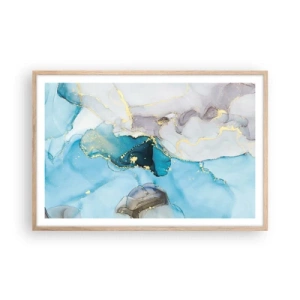 Plakat w ramie jasny dąb - Studium spotkania szarości z turkusem - 91x61 cm