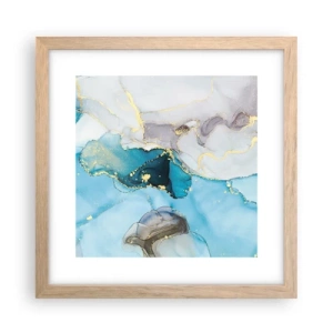 Plakat w ramie jasny dąb - Studium spotkania szarości z turkusem - 30x30 cm