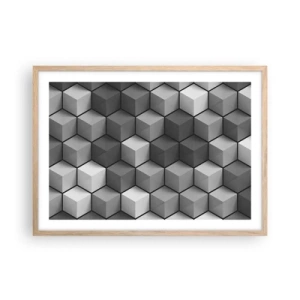 Plakat w ramie jasny dąb - Kubistyczna układanka - 70x50 cm