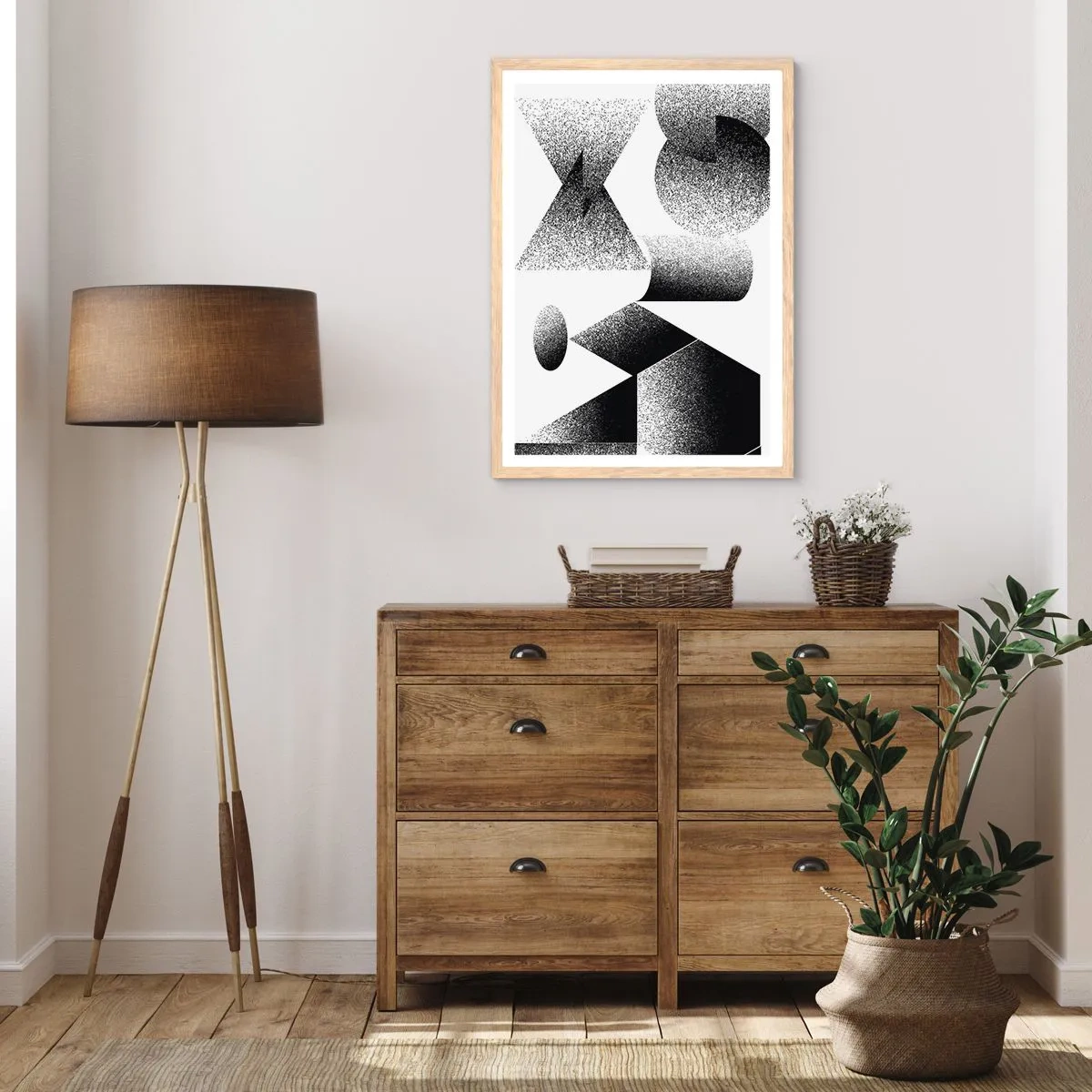 Plakat w ramie jasny dąb - Kąty i owale - 40x50 cm