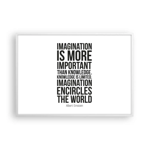 Plakat w białej ramie - Einstein o mocy wyobraźni - 100x70 cm