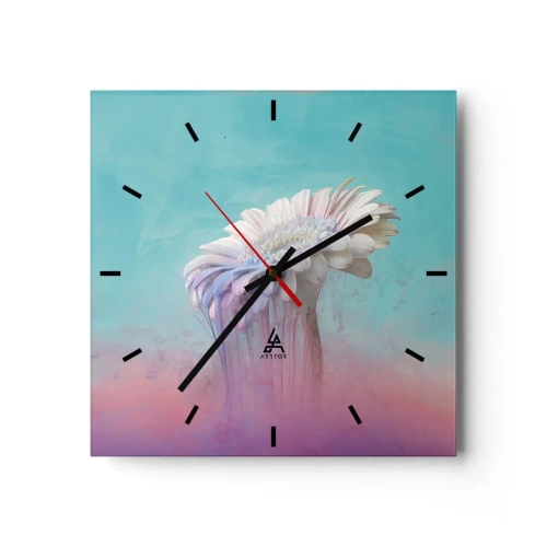 Zegar ścienny - Pastelowa gerbera z efektem rozmycia - 30x30cm - Zaświaty kwiatów - Nowoczesna dekoracja ścienna do salonu i sypialni ARTTOR