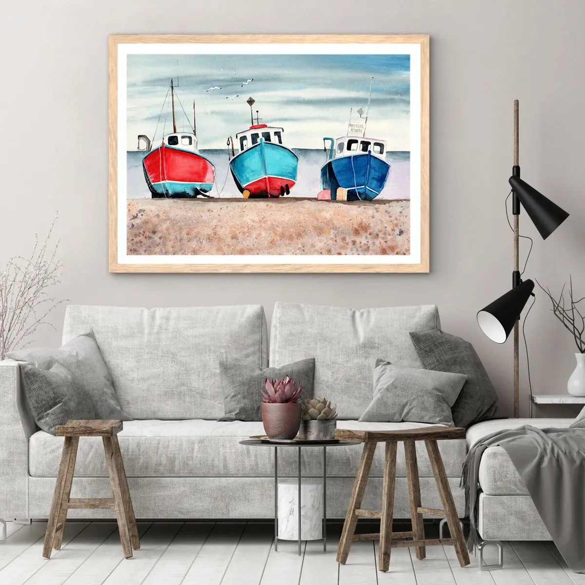 Plakat w ramie jasny dąb - Gotowe na połów - 40x30 cm