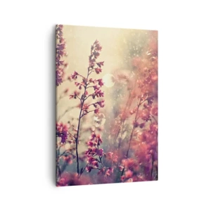 Obraz na płótnie - Romantyczne kwiaty w delikatnym świetle z efektem bokeh - 50x70cm - Tajemniczy ogród - Nowoczesna dekoracja ścienna do salonu, kuchni i sypialni ARTTOR